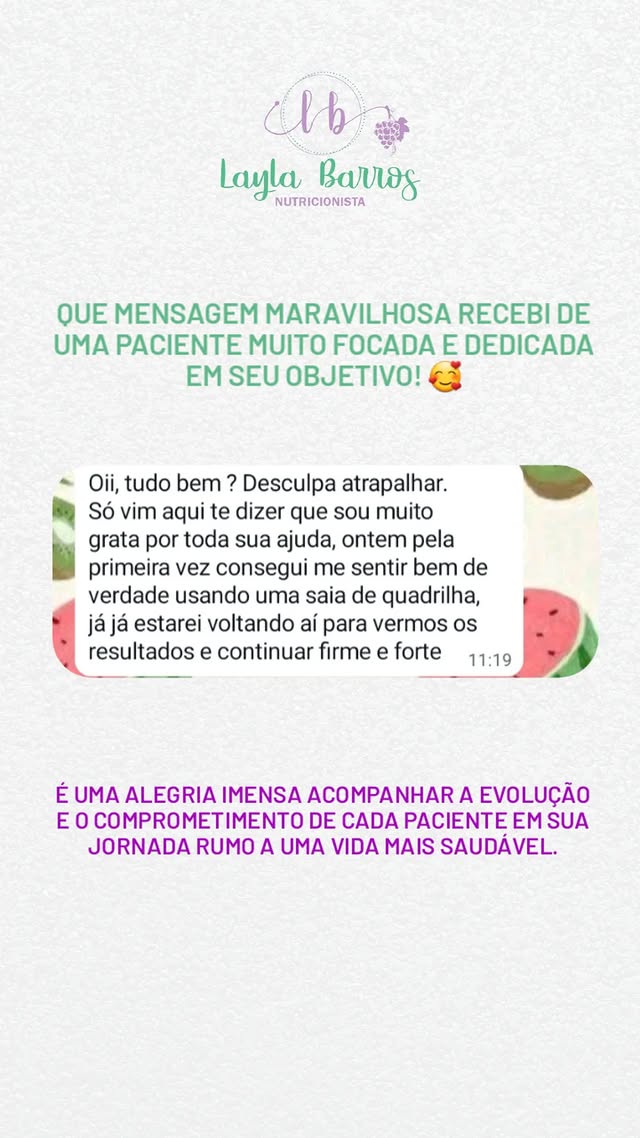 Depoimento: Paciente relata perda de 10kg com acompanhamento da Nutricionista Layla Barros